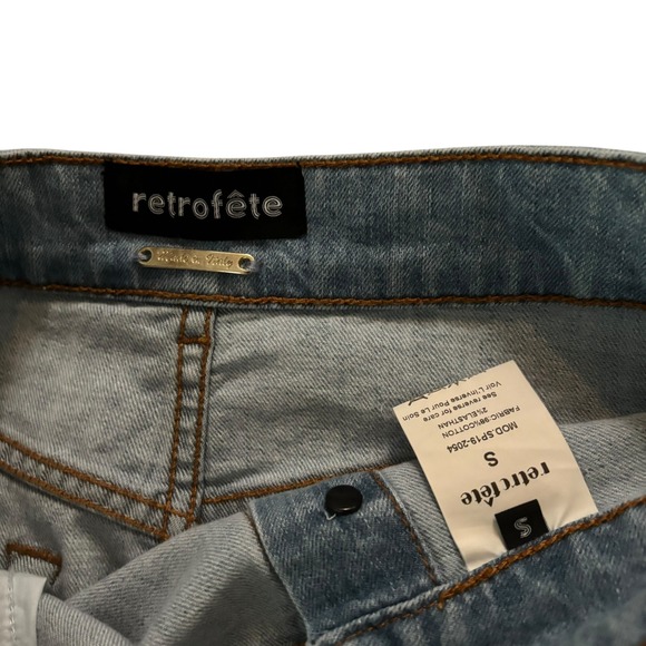 Retroféte Skirt Small Denim Button Midi Jeans Asymmetrical Distressed Fringe Hem - Picture 3 of 10